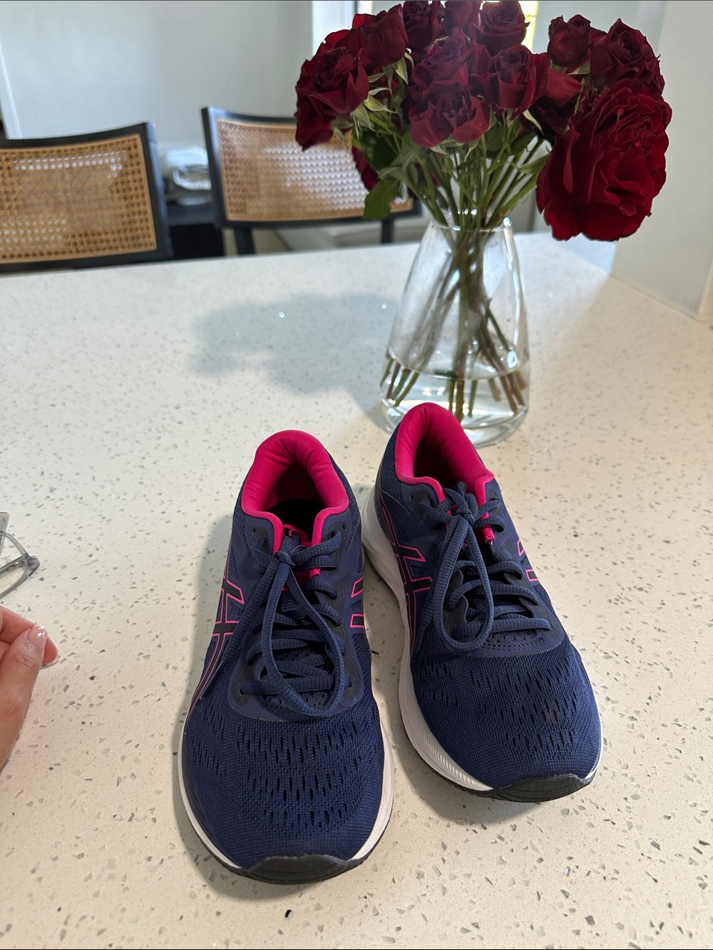 Asics Women's Navy and Pink Running Sneakers